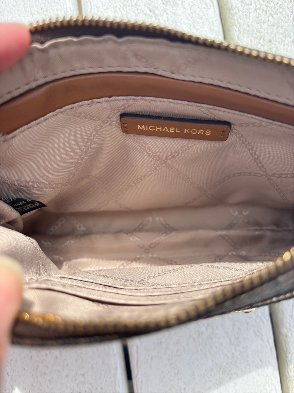 Michael Kors Dark Brown Monogram Wristlet with Gold Hardware - Picture 5 of 6